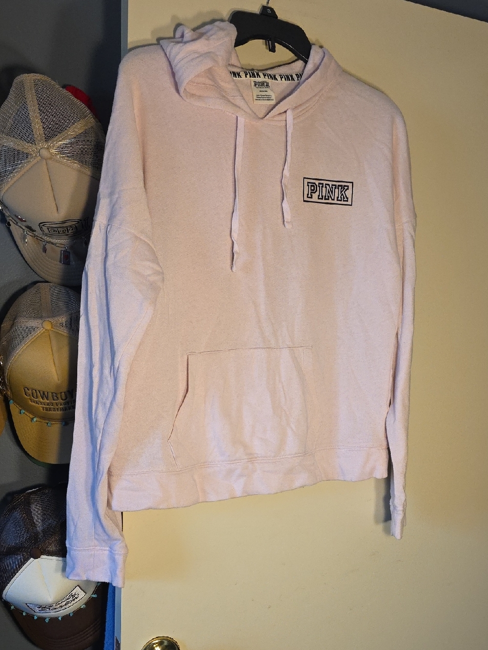 PINK Victoria's Secret Women's Light Pink Pullover Hoodie Sweater